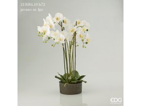 Dekorativní uměla bílá orchidej Phalaenopsis s květináčem 72 cm