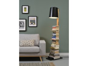 Stojací lampa Cambridge černá/dřevo s poličkami 5