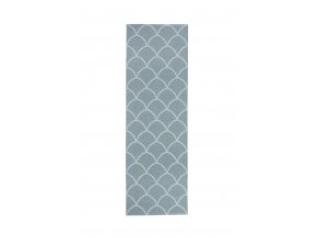 Modrý tkaný vinylový koberec běhoun Pappelina Kotte Storm/Blue Fog, vzor šišky, sítě