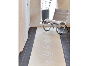 Béžový tkaný vinylový koberec běhoun Pappelina VERA 2.0 Beige, kruhy