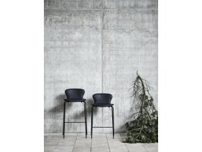 Barová a pultová židle Play, kůže Basic black, Bruunmunch, bez opěrek, černá