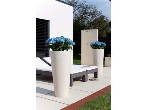 Květináč, váza, Polystone Conical, krémová, bílá, Fleur Ami