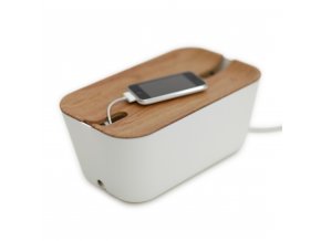Úložný box na nabíječky dekor světlé dřevo