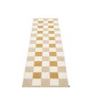 Béžový tkaný vinylový koberec běhoun Pappelina PIX Beige, kostkovaný