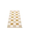 Béžový tkaný vinylový koberec běhoun Pappelina PIX Beige, kostkovaný