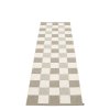 Šedý tkaný vinylový koberec běhoun Pappelina PIX Linen, kostkovaný