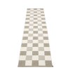 Šedý tkaný vinylový koberec běhoun Pappelina PIX Linen, kostkovaný