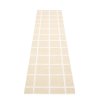 Béžový tkaný vinylový koberec běhoun Pappelina ADA Cream/White metallic, kostkovaný
