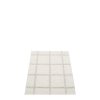 Šedý tkaný vinylový koberec běhoun Pappelina Fossil grey/Stone metallic, kostkovaný