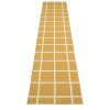 Hnědý tkaný vinylový koberec běhoun Pappelina ADA Ochre/Beige metallic, kostkovaný