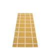 Hnědý tkaný vinylový koberec běhoun Pappelina ADA Ochre/Beige metallic, kostkovaný