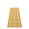 Hnědý tkaný vinylový koberec běhoun Pappelina ADA Ochre/Beige metallic, kostkovaný