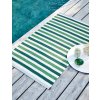Zelený tkaný vinylový koberec běhoun Pappelina TEO Dark Green, pruhovaný