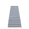Modrý tkaný vinylový koberec běhoun Pappelina TEO Denim, pruhovaný