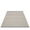 Šedý tkaný vinylový koberec běhoun Pappelina TEO Warm grey, pruhovaný