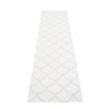 šedý tkaný vinylový koberec běhoun Pappelina Kotte Fossil grey/White, vzor šišky, sítě
