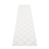 šedý tkaný vinylový koberec běhoun Pappelina Kotte Fossil grey/White, vzor šišky, sítě