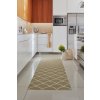 Béžový tkaný vinylový koberec běhoun Pappelina Kotte Sand/Vanilla, vzor šišky, sítě