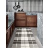 šedý, tkaný vinylový koberec běhoun Pappelina ED Charcoal, warm grey, károvaný vzor