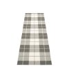 šedý, tkaný vinylový koberec běhoun Pappelina ED Charcoal, warm grey, károvaný vzor