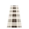 hnědý, tkaný vinylový koberec běhoun Pappelina ED Dark Brown, Linen, károvaný vzor
