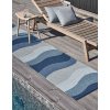 modrý tkaný vinylový koberec běhoun Pappelina URVI Water s vlnami