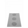 Šedý tkaný vinylový koberec běhoun Pappelina VERA 2.0 Dark Linen, kruhy