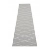 šedý tkaný vinylový koberec běhoun Pappelina Max Grey/Vanilla, vzor síť, skřížené čáry