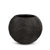 kulatý, Globe, Květináč, River curved, venkovní, velký, polystone, Fleur Ami, černý, iron black,vlny