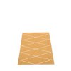 Hnědý tkaný vinylový koberec běhoun Pappelina Max Ochre/Vanilla, vzor síť, skřížené čáry
