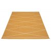 Hnědý tkaný vinylový koberec běhoun Pappelina Max Ochre/Vanilla, vzor síť, skřížené čáry