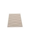 Béžový tkaný vinylový koberec běhoun Pappelina Max Mud/Vanilla, vzor síť, skřížené čáry