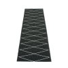 Černý tkaný vinylový koberec běhoun Pappelina Max Black/Vanilla, vzor síť, skřížené čáry