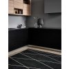 Černý tkaný vinylový koberec běhoun Pappelina Max Black/Vanilla, vzor síť, skřížené čáry