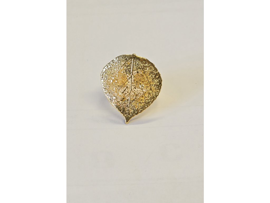 Prsten s listem Topolu - pozlacený 2