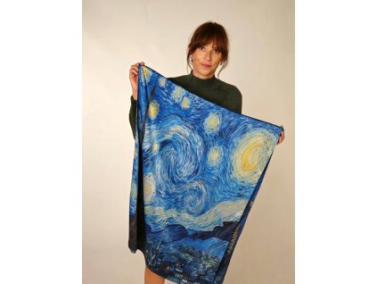 Hedvábná šála Vincent van Gogh - Hvězdná noc/Hvězdy nad Rhónou