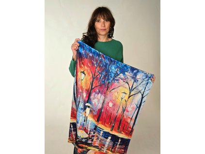 Hedvábná šála Leonid Afremov - Noční procházka