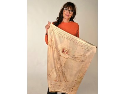 Hedvábná šála Leonardo da Vinci - Vitruviánský muž