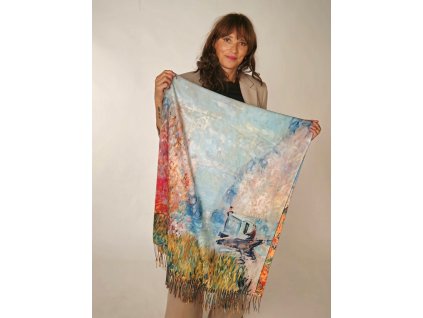 Kašmírová šála Claude Monet - Ateliér na Seině