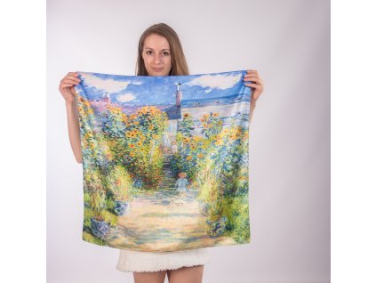 Hedvábný šátek Claude Monet - Zahrada ve Vetheuil/Summertime