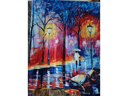 Kašmírová šála Leonid Afremov - Procházka parkem 2