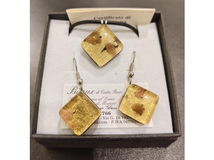 Sada šperků "Murano glass" Čtverce zlatohnědé 2