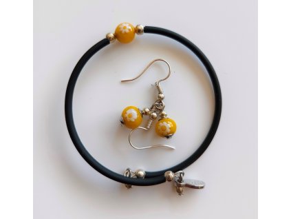 Sada šperků "Murano glass" Kytičky žluté