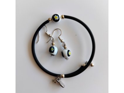 Sada šperků "Murano glass" Kytičky bílé