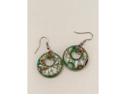 Skleněné kruhové náušnice - zelené