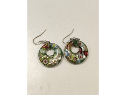 Skleněné kruhové náušnice - zelené 2