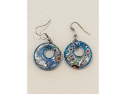 Skleněné kruhové náušnice - světle modré 2