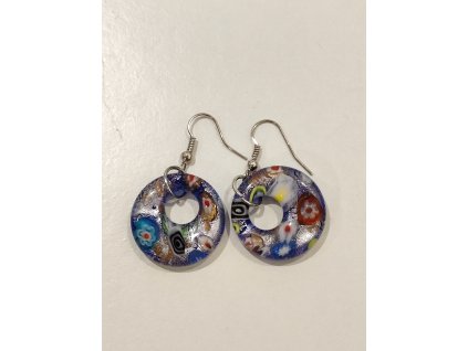 Skleněné kruhové náušnice - tmavě modré