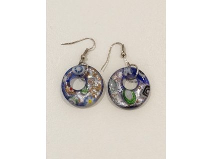 Skleněné kruhové náušnice - tmavě modré 2