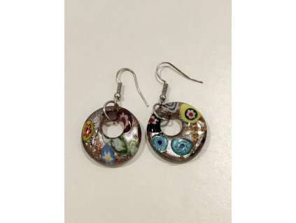 Skleněné kruhové náušnice - hnědé